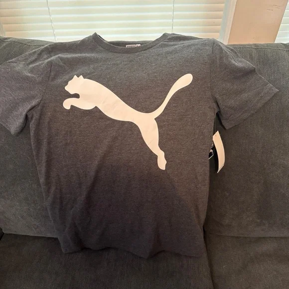 Puma Charcoal Tee with White Cat Logo - Picture 4 of 4